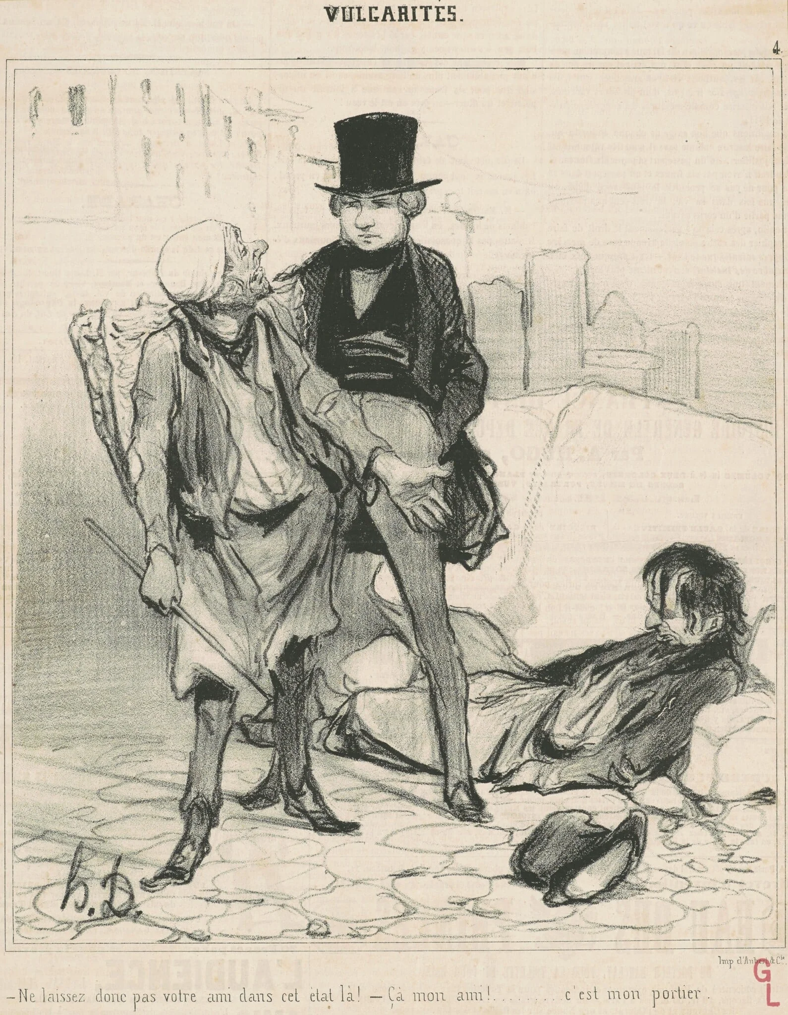 Ne laissez donc pas votre ami dans cet état la!, by Honoré Daumier, ink, 1841