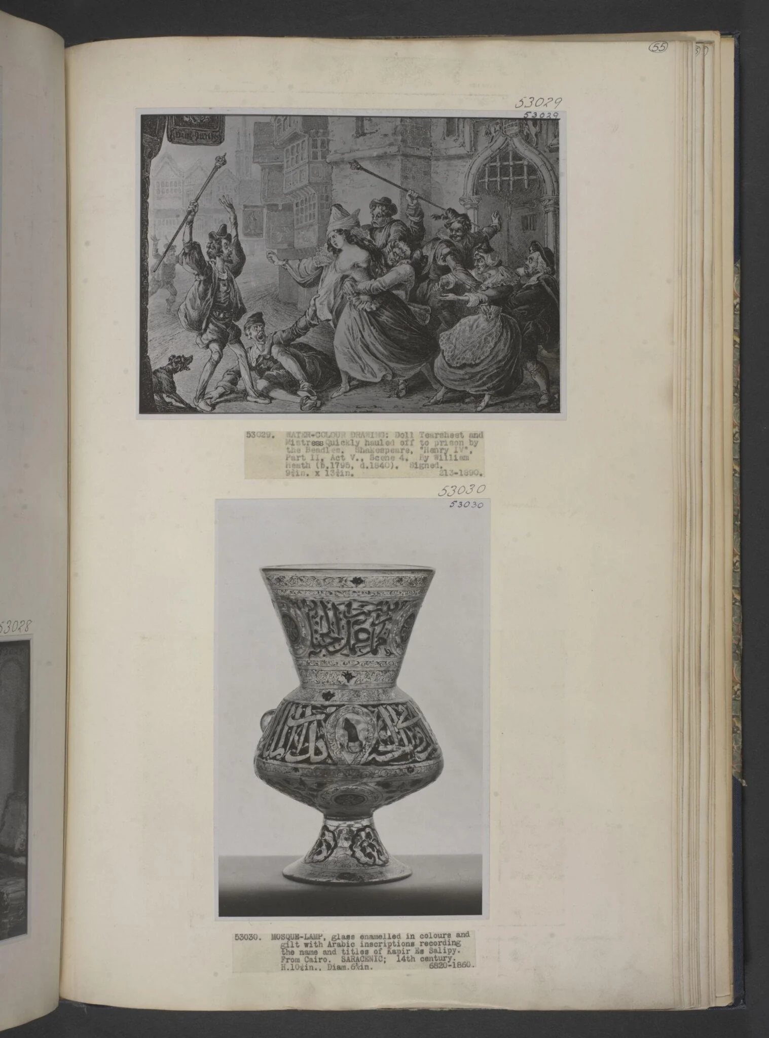 Doll Tearsheet and Mistress Quickly hauled off to prison by the Beadles, by William Heath, watercolor, 1830