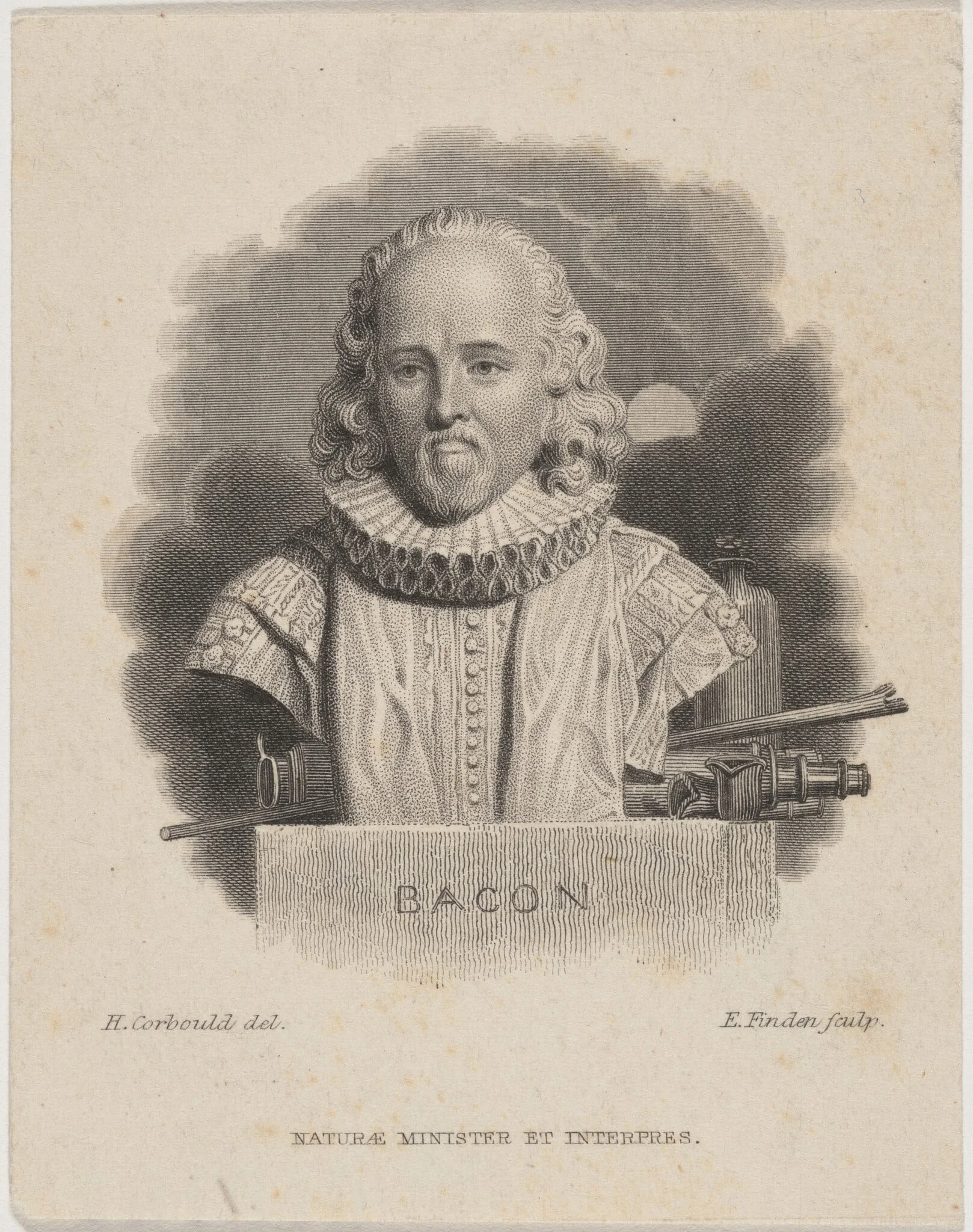 Sir Francis Bacon, by Edward Finden, ink, 1824