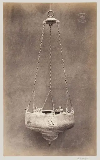 Etruscan Bronze Lamp suspended by chains