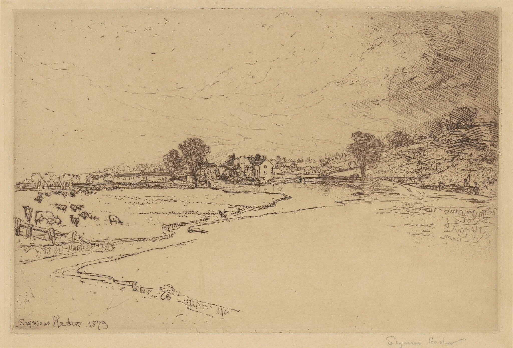 Sawley Abbey, by Francis Seymour Haden, ink, 1873