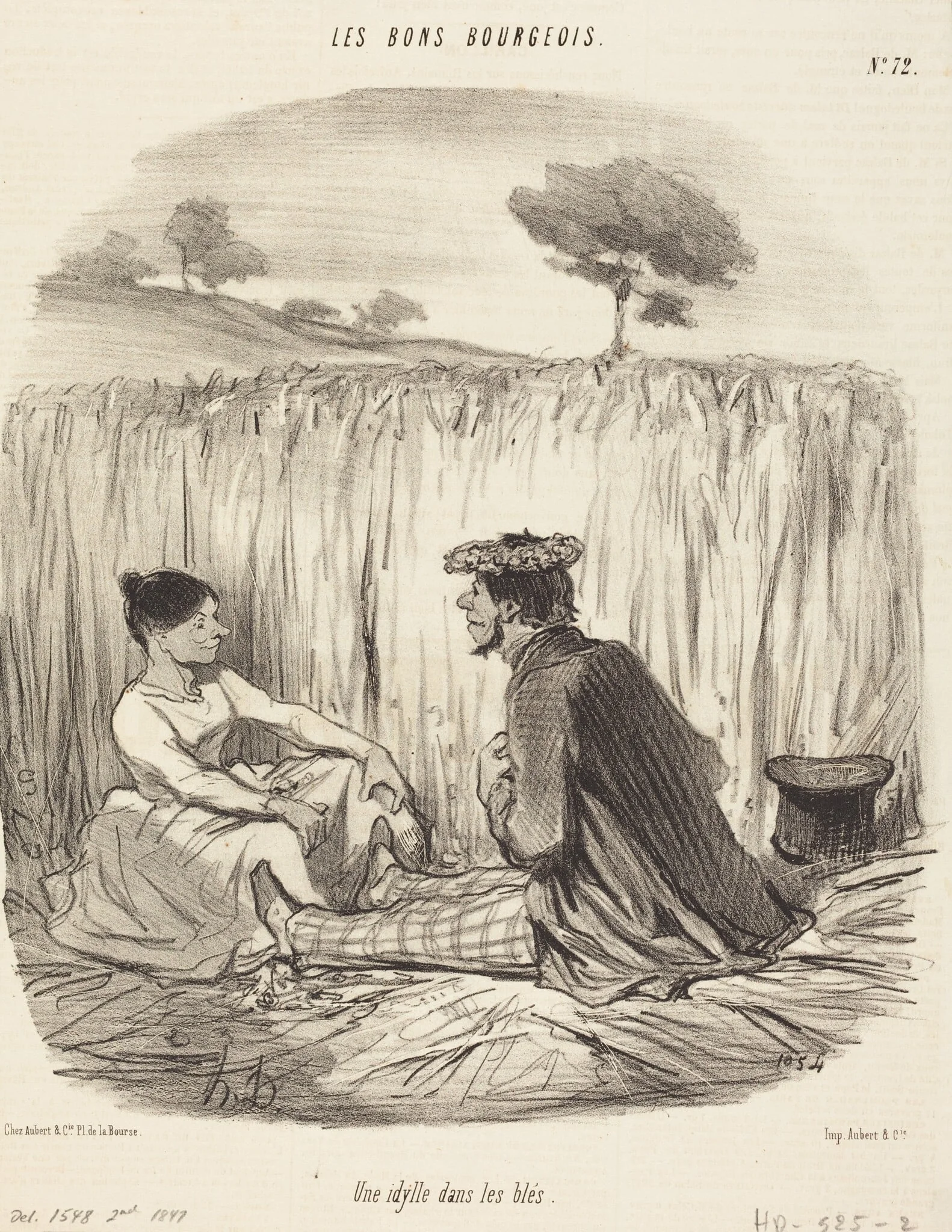 Une Idylle dans les blés, by Honoré Daumier, ink, 1847