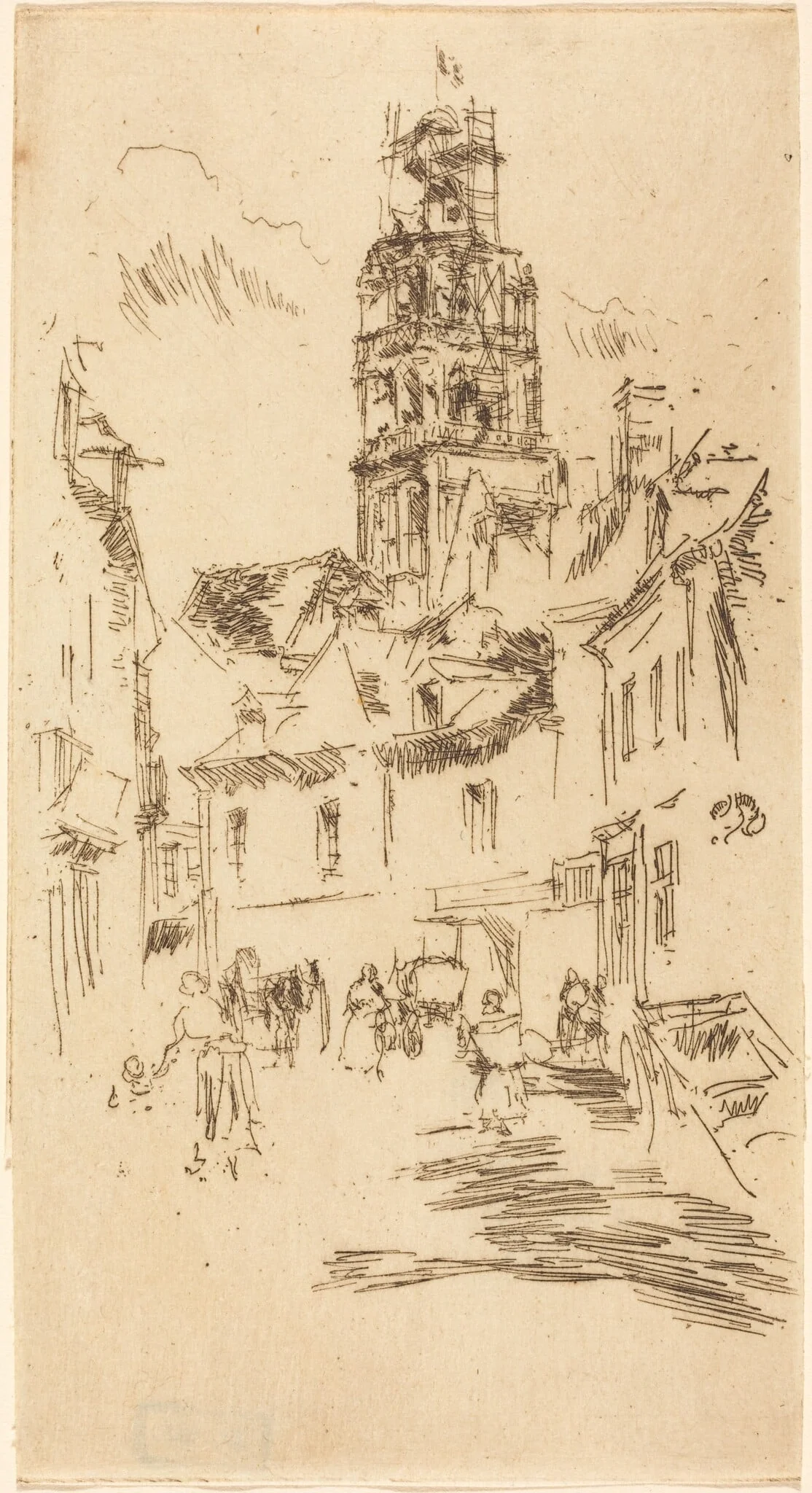 Tour St. Antoine, Loches, by James McNeill Whistler, ink, 1888