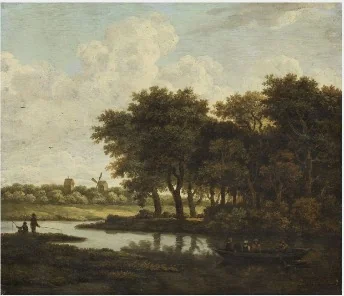 The Ferry Boat, by Meindert Hobbema, unspecified, 1660