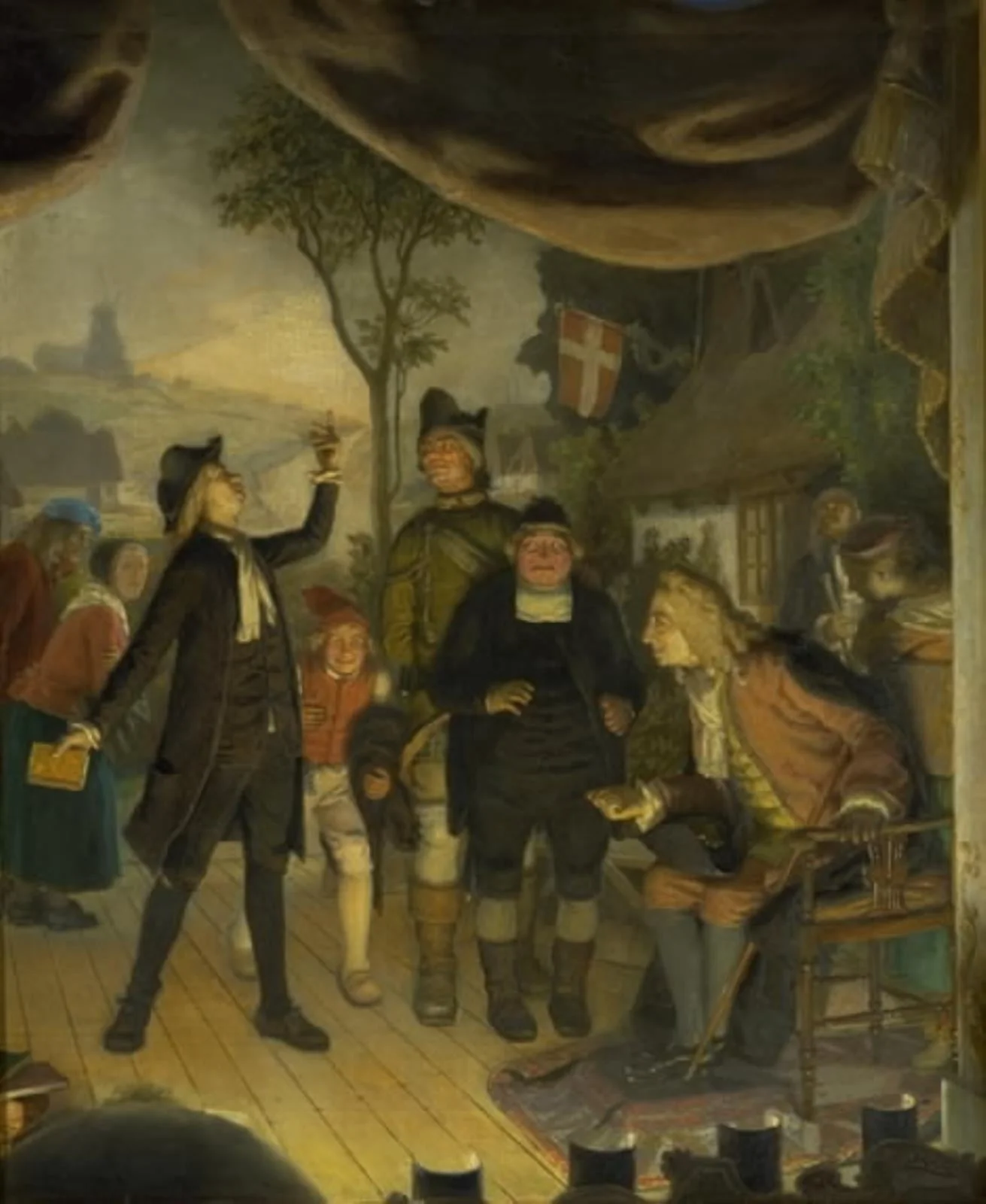 Ludvig Holberg Attending a Rehearsal of his Play Erasmus Montanus, Act IV, Scene 2, by Unknown, 1888