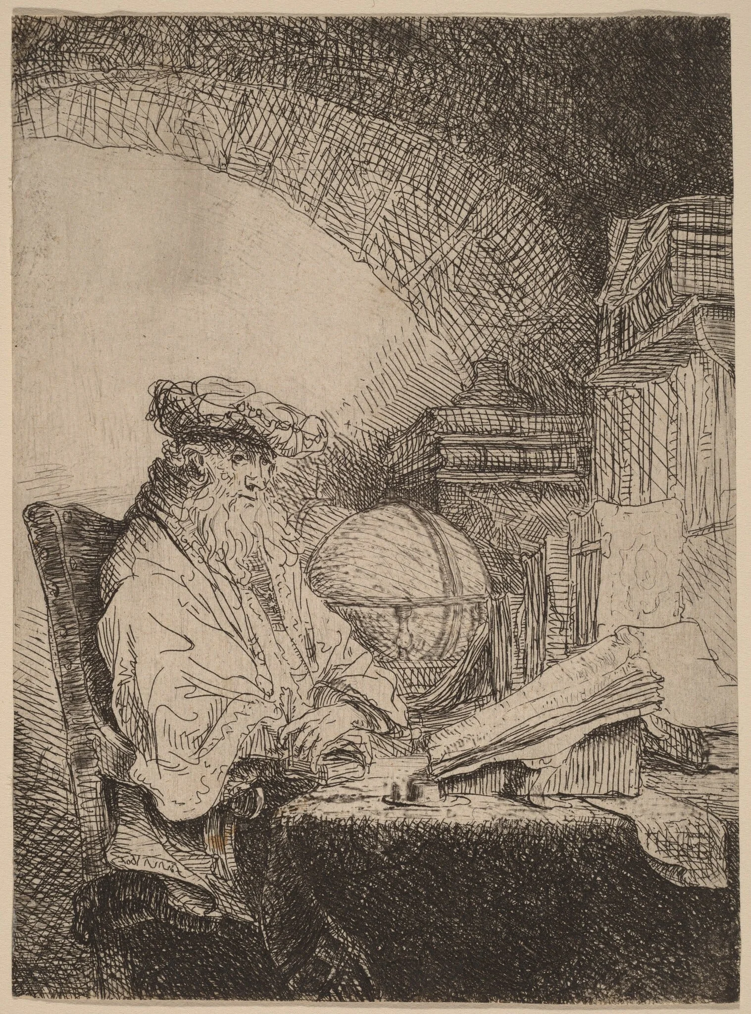 The Astrologer, by Ferdinand Bol, ink, 1648