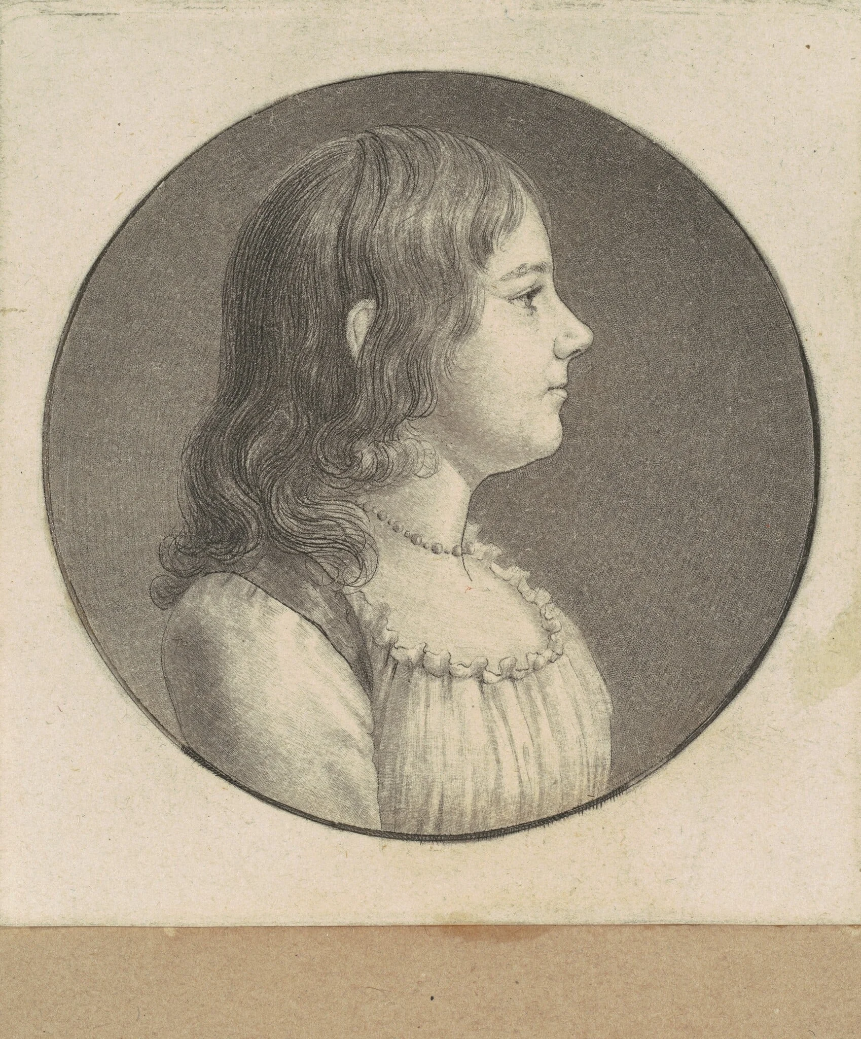 Unidentified Young Woman, by Charles Balthazar Julien Févret de Saint-Mémin, ink, 1797
