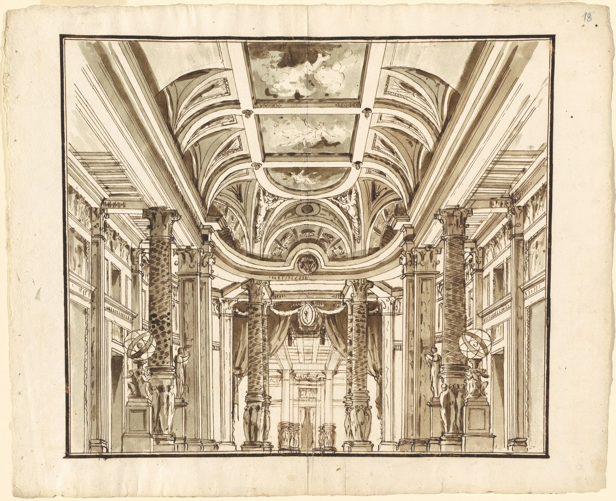 Fantasy of a Great Hall with Basketweave Columns