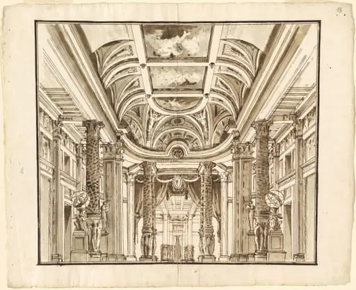 Fantasy of a Great Hall with Basketweave Columns