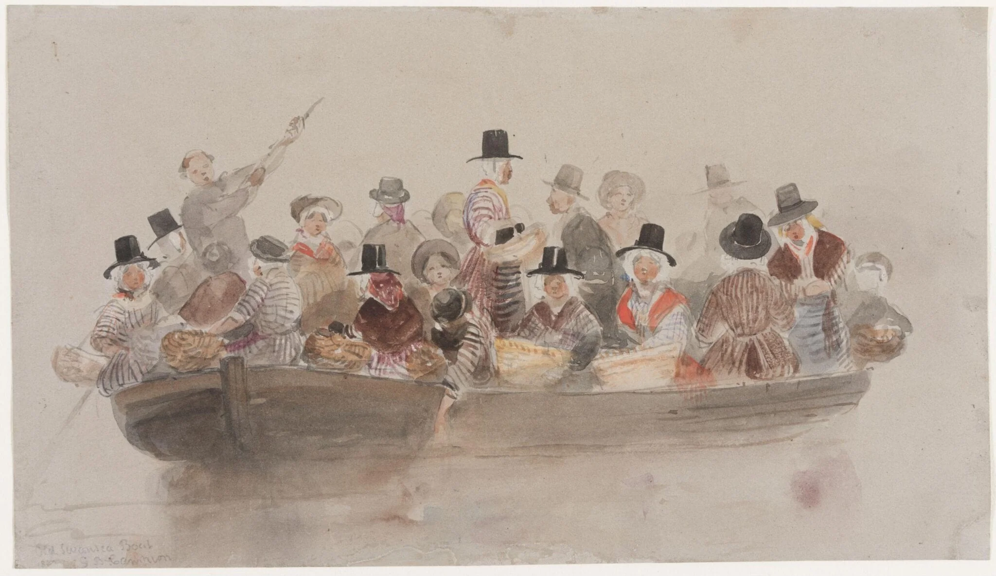 Market Ferryboat at Swansea, by George Bryant Campion, watercolor, 1863