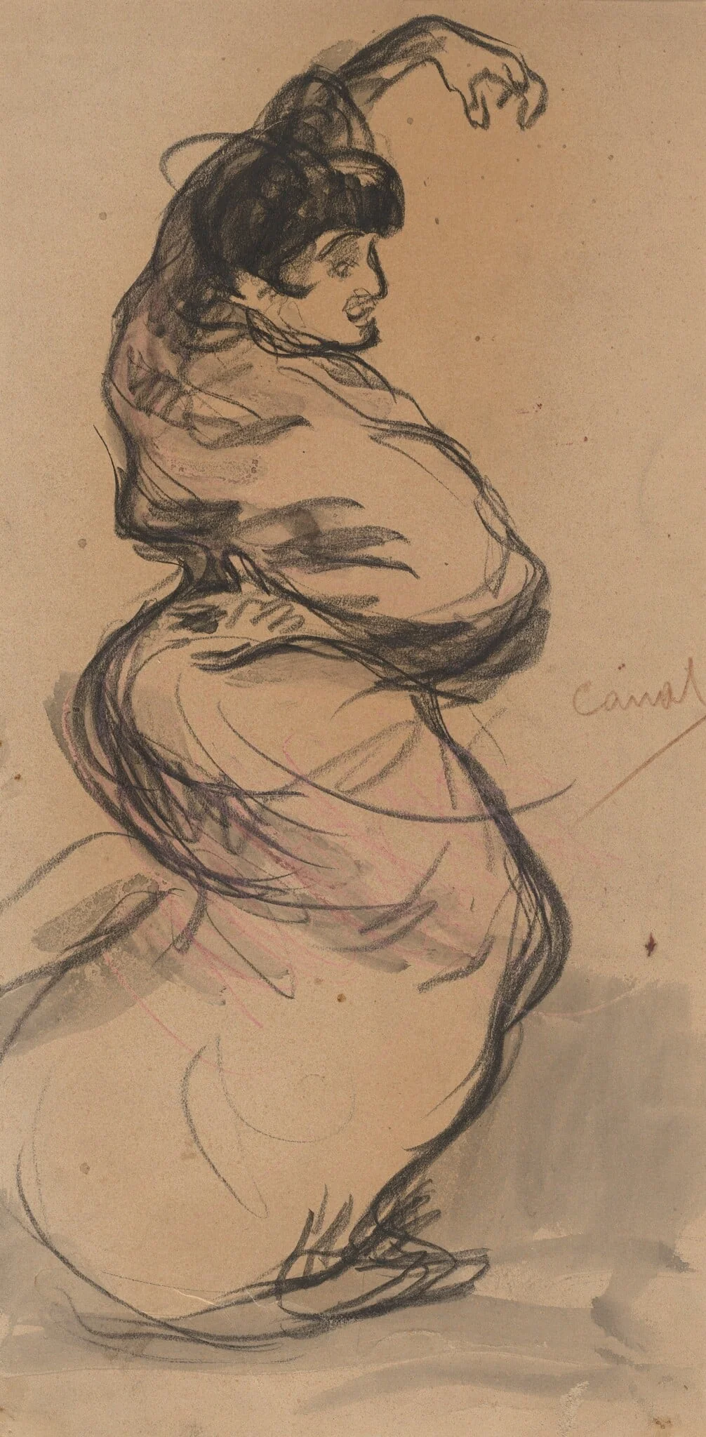 A Spanish Dancer, by Ricard Canals Llambí, charcoal, 1900