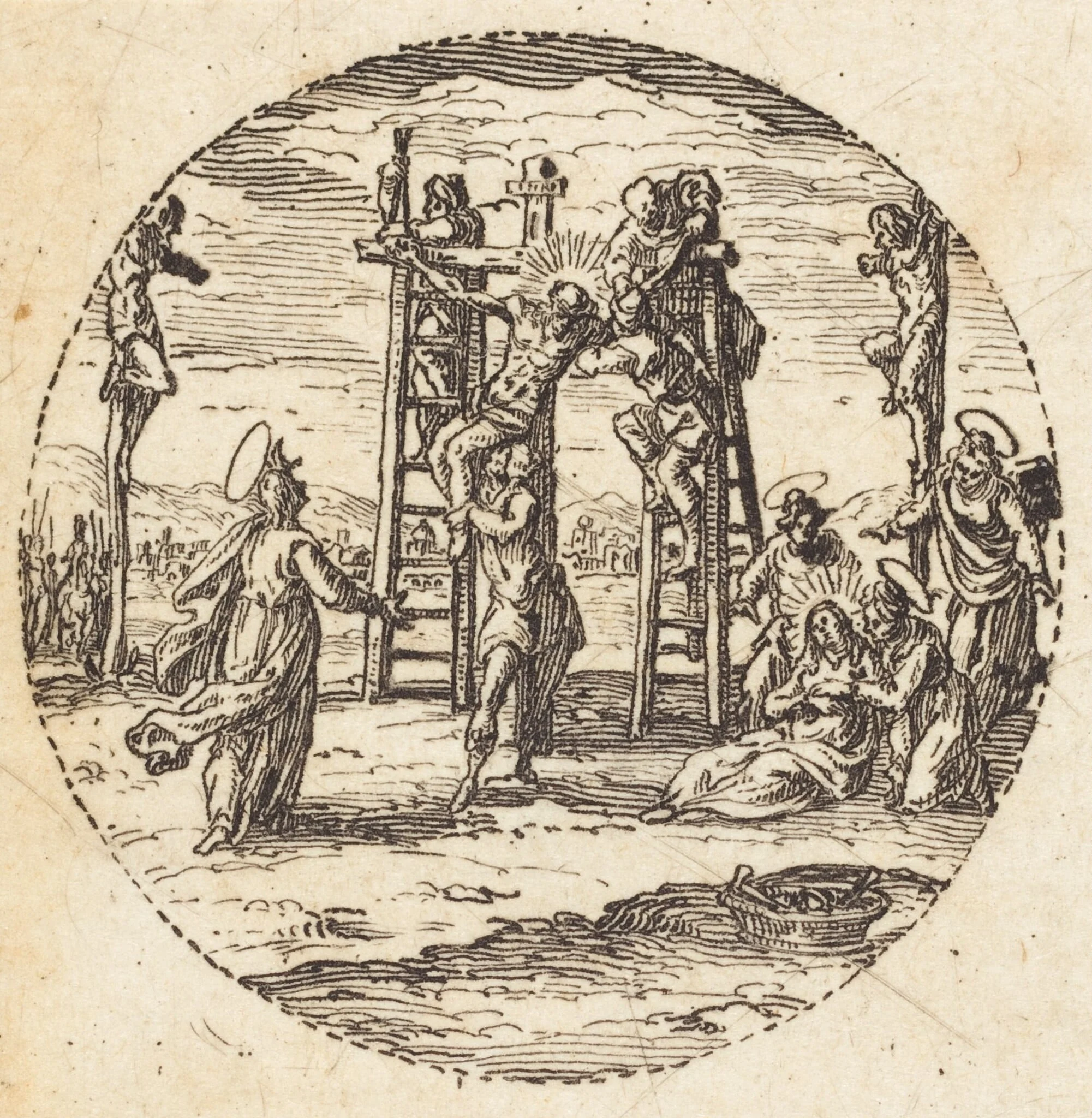 Descent from the Cross, by Jacques Callot, ink, 1631