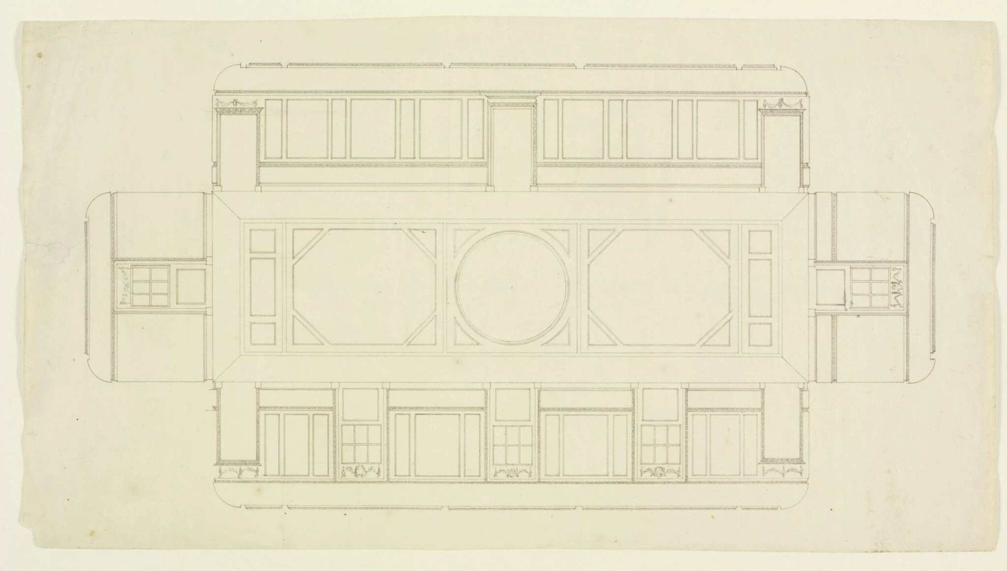 Elevations of the interior wall of Combe Bank, by Roger Morris, 1728
