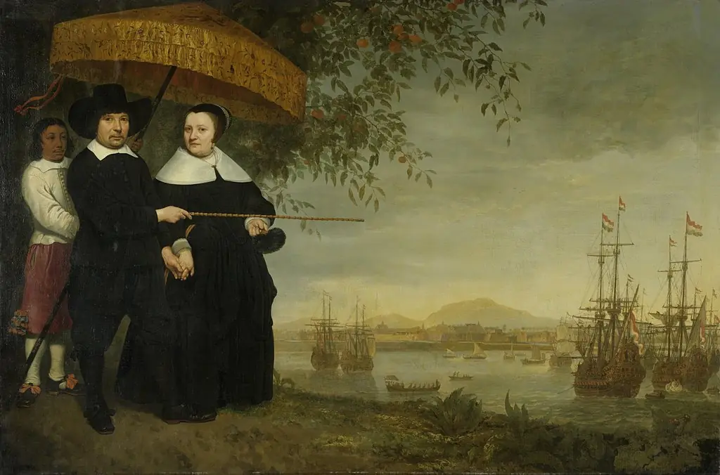 A Chief Merchant of the VOC with his Wife and an Enslaved Servant