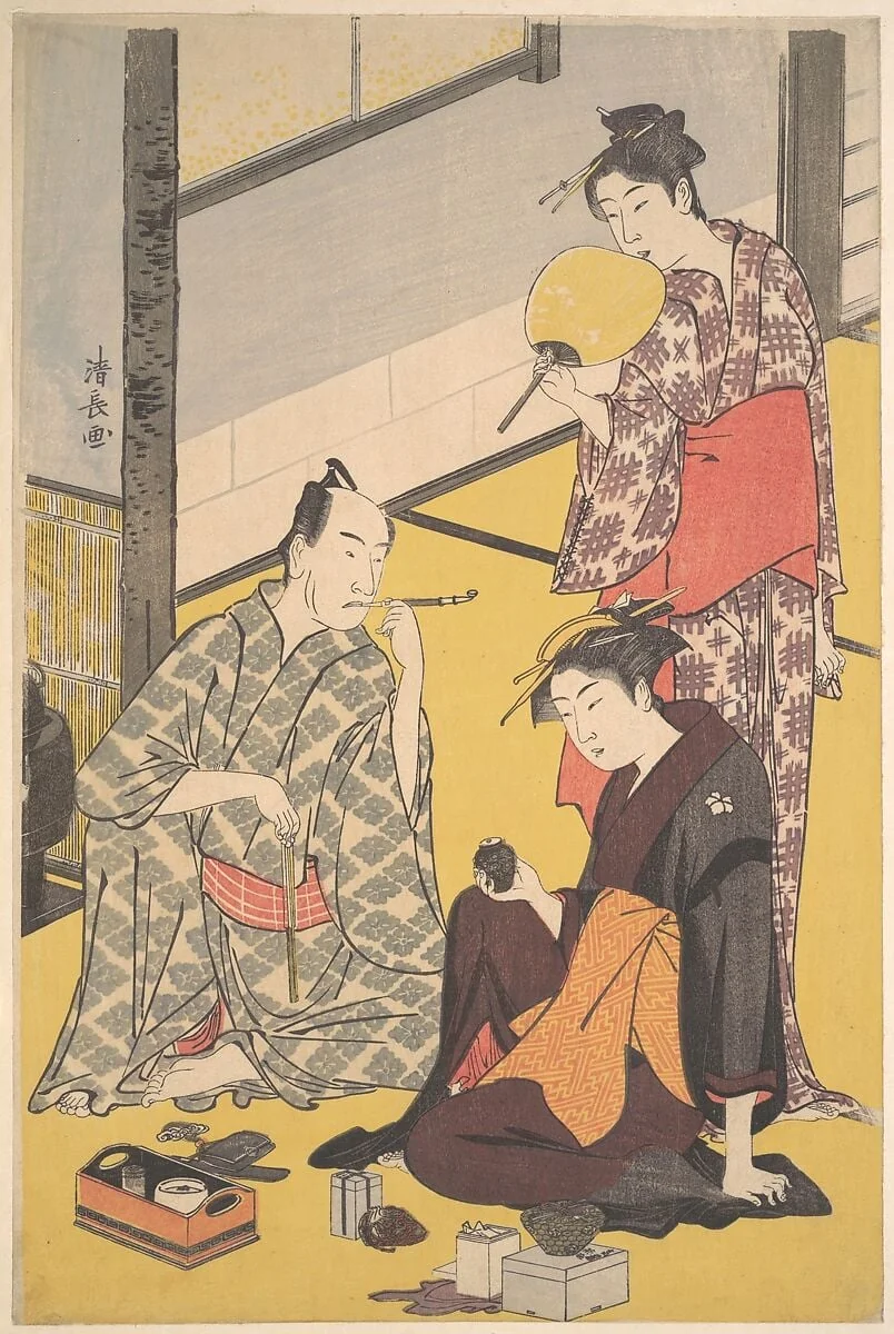四代目松本幸四郎とその家庭|The Kabuki Actor Matsumoto Kōshirō IV, by Torii Kiyonaga, ink, 1783