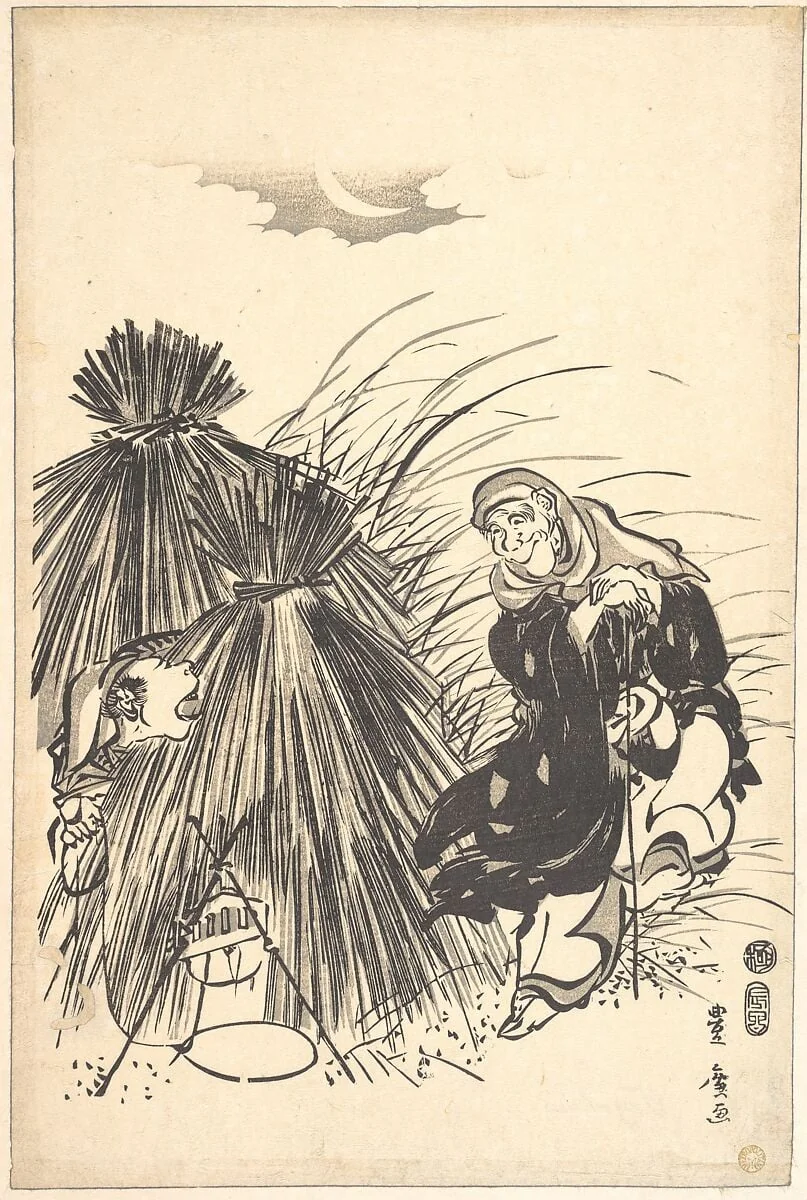 Tsurigitsune|Trapping the Fox, by Utagawa Toyohiro, ink, 1808
