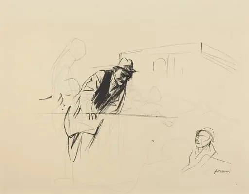 a) Negotiations at the Trianon Palace, Versailles (recto); b) Study for Negotiations at the Trianon Palace, Versailles (verso)