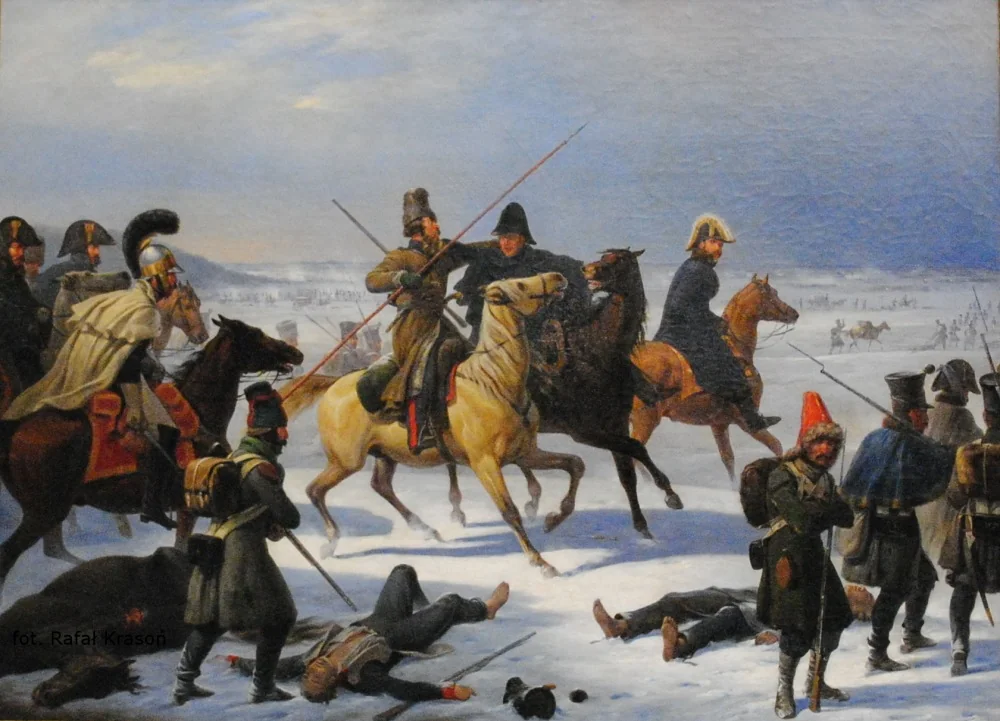 French retreat from Moscow in 1812., by January Suchodolski, oil, 1854