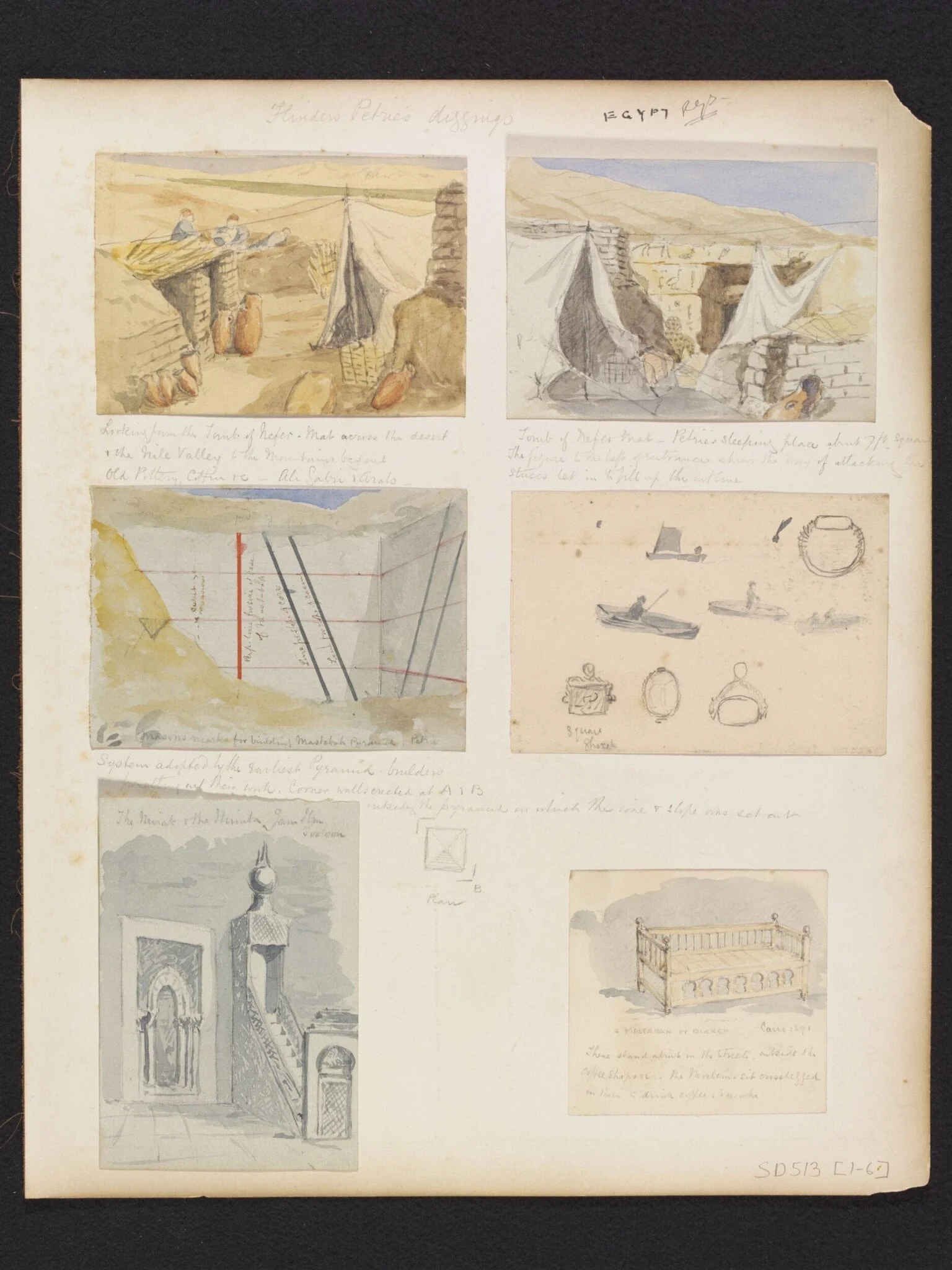 A Mastabah or Dikkeh, by H. E. Howard, watercolor, 1891