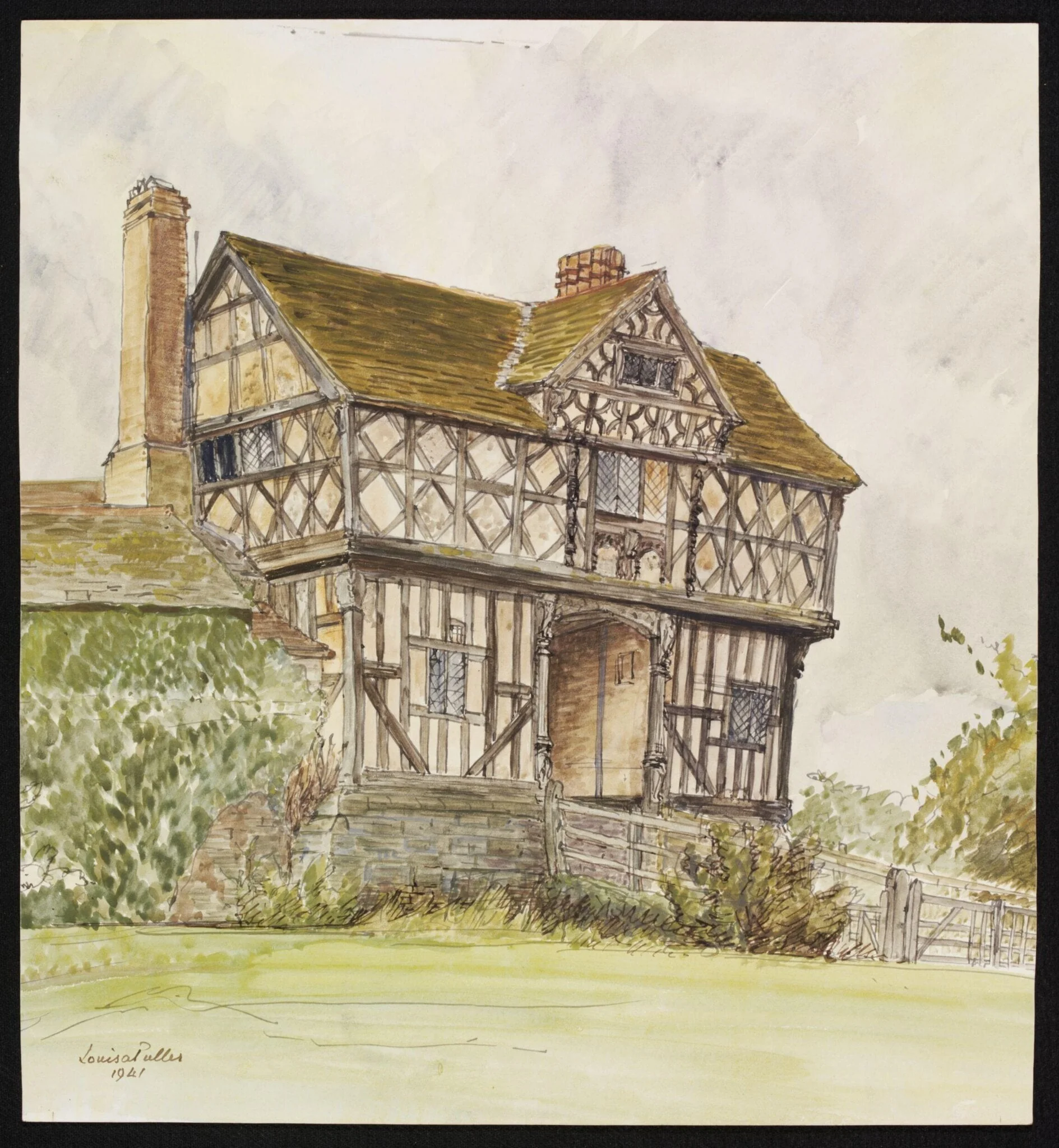 Elizabethan Gatehouse, Stokesay, by Puller, watercolor, 1941