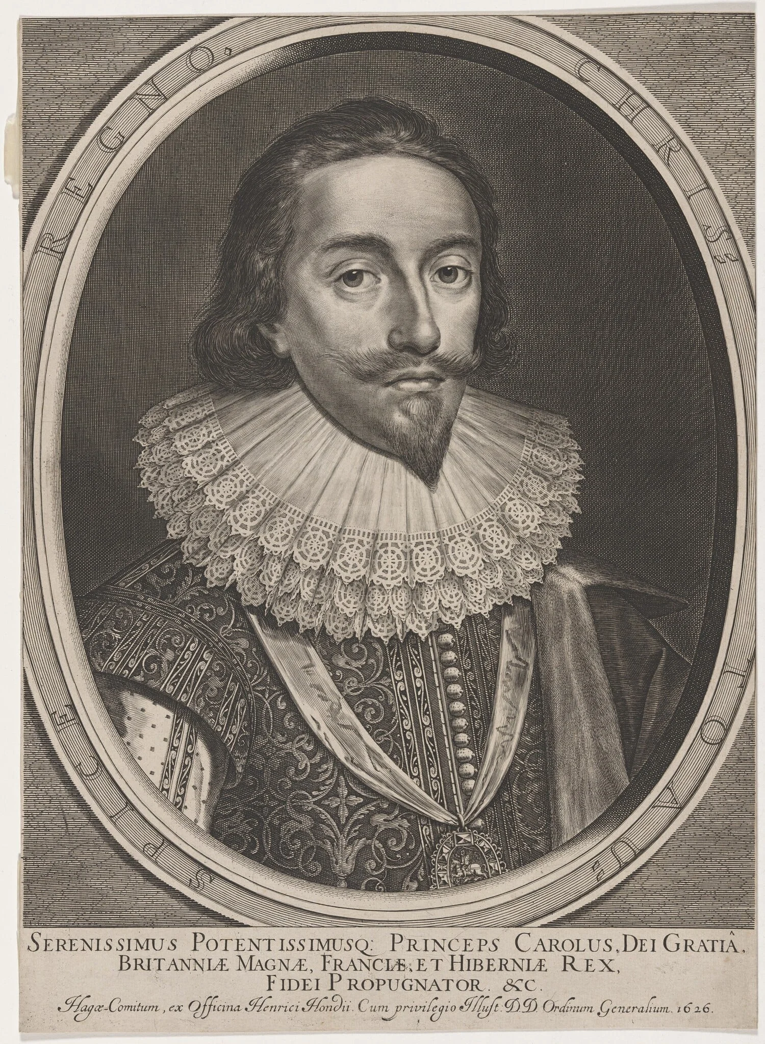 Charles I, by Hendrik Hondius I, ink, 1626