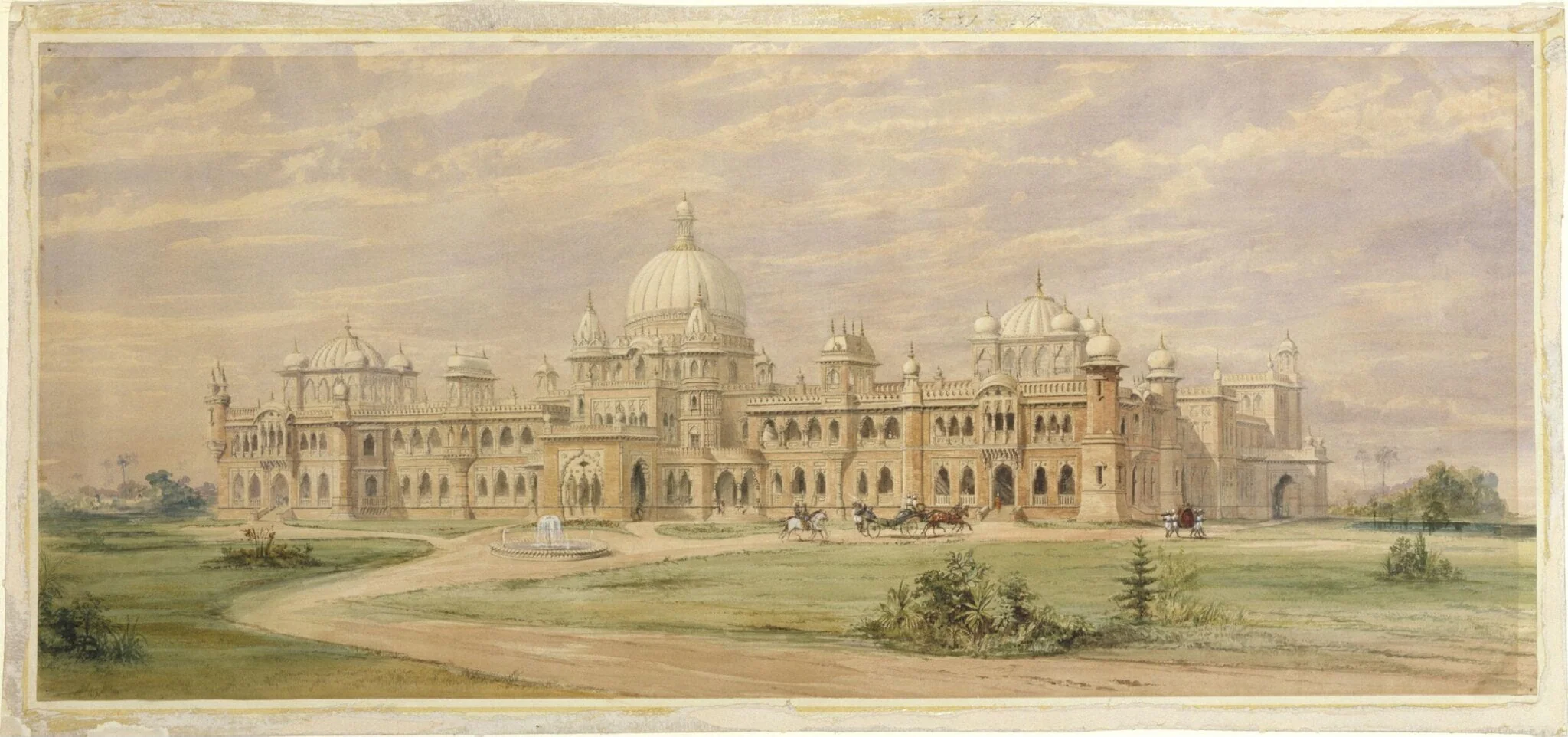 Palace of the Gaekwad of Baroda (Laxmi Vilas Palace, Vadodara), India, by Charles Mant, watercolor, 1880