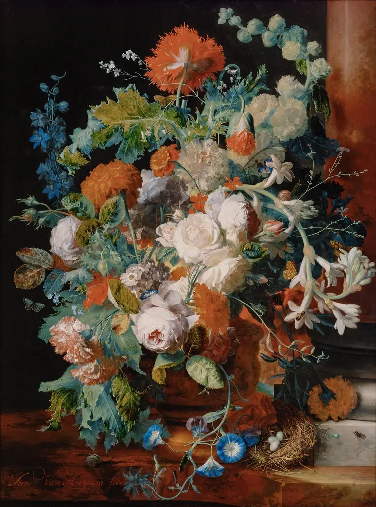Flower Still Life near a Pedestal