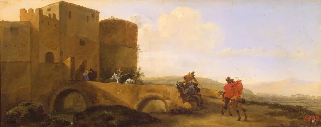 Riders Gallopping towards the Gates of the Fortress