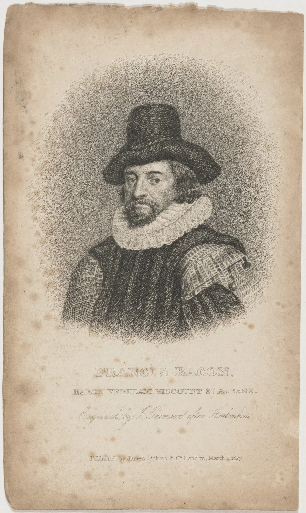 Francis Bacon, by James Thomson, ink, 1820