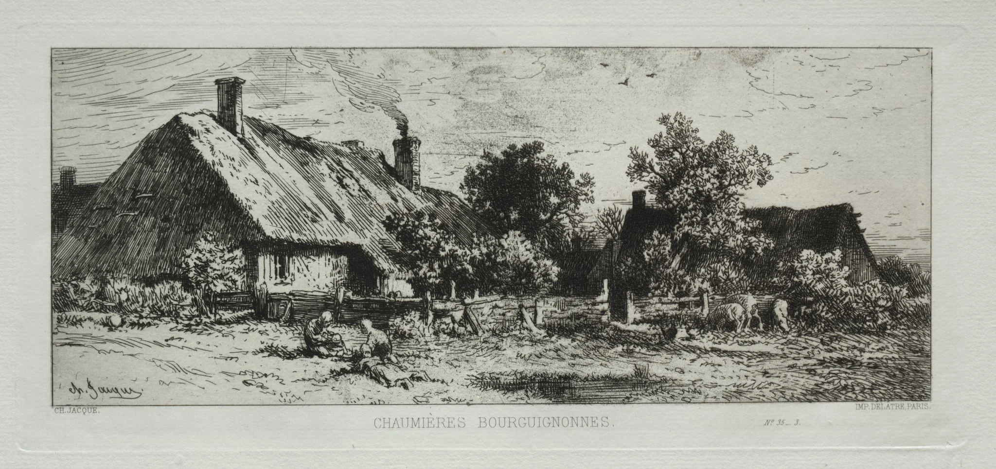 Burgundian Cottages, by Charles Jacque, 1866