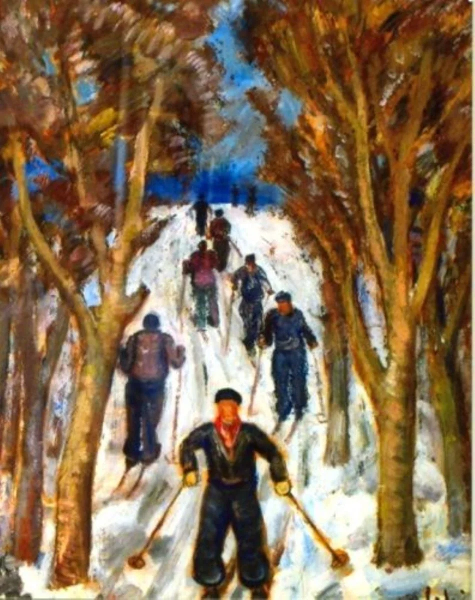Peisaj cu schiori, by Dumitru Ghiață, unspecified
