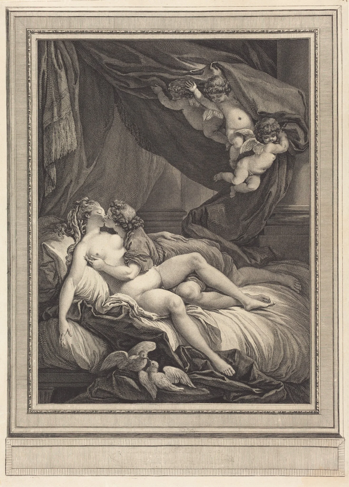 Venus et Adonis, by Gérard Vidal, ink, 1772