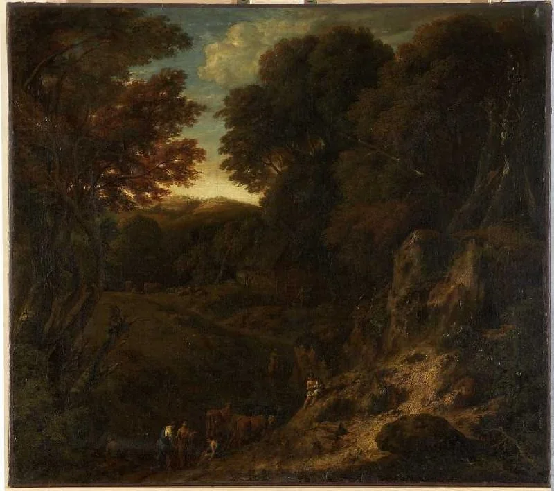 Italian forest landscape with cattle watering tanks
