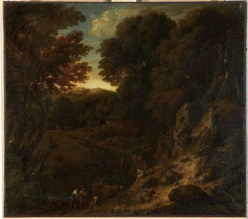 Italian forest landscape with cattle watering tanks