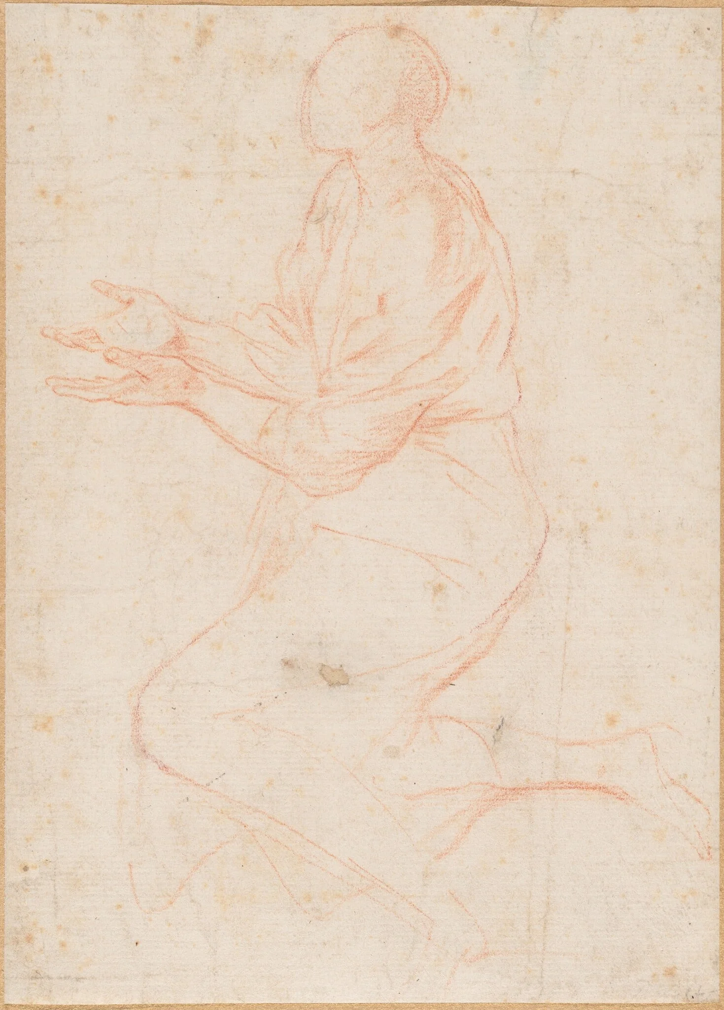 Kneeling Angel, by Pietro Testa, chalk, 1636
