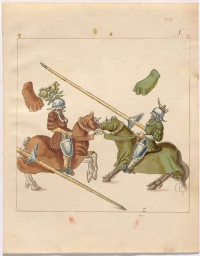 Mock Joust of War with Flying Shields and Without Bevors