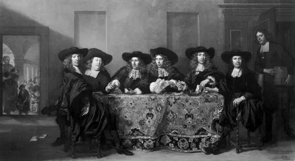 Six regents and the housemaster of the Oude Zijds Almshouse for the outdoor relief of the poor, Amsterdam, 1675