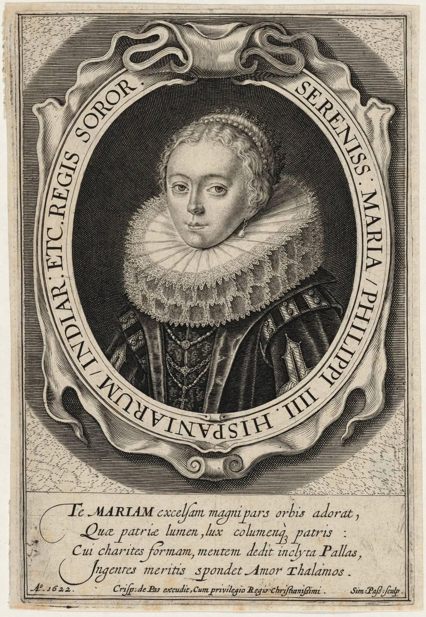 Maria of Austria, Infanta of Spain, by Simon van de Passe, ink, 1622