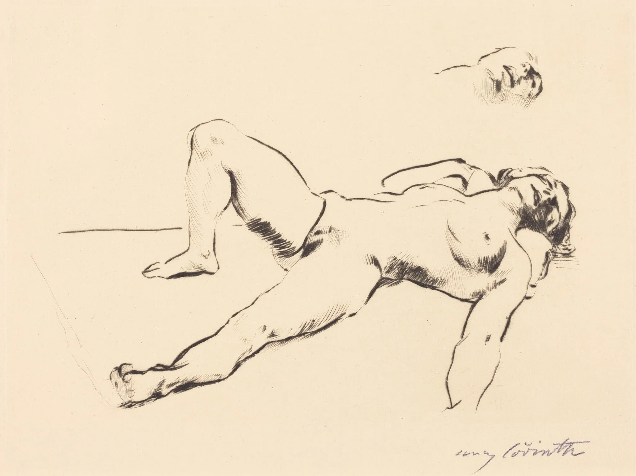 Liegender Weiblicher Akt II (Reclining Female Nude II ), by Lovis Corinth, ink, 1912
