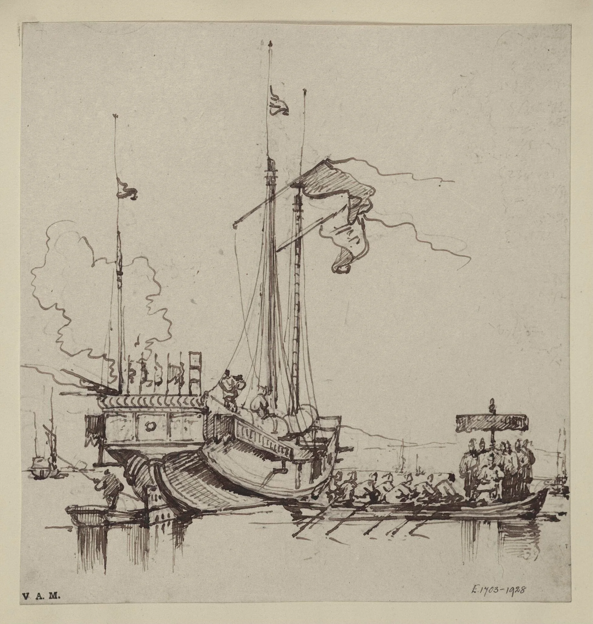 A Chinese official approaching a junk, by George Chinnery, 19