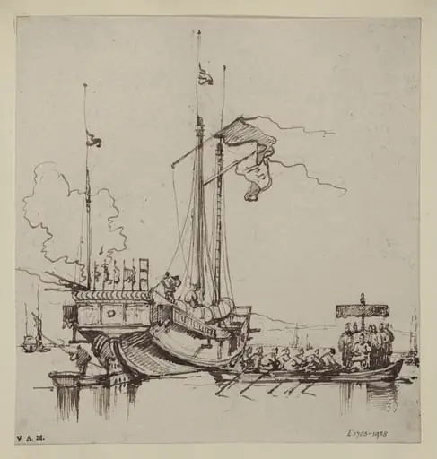 A Chinese official approaching a junk