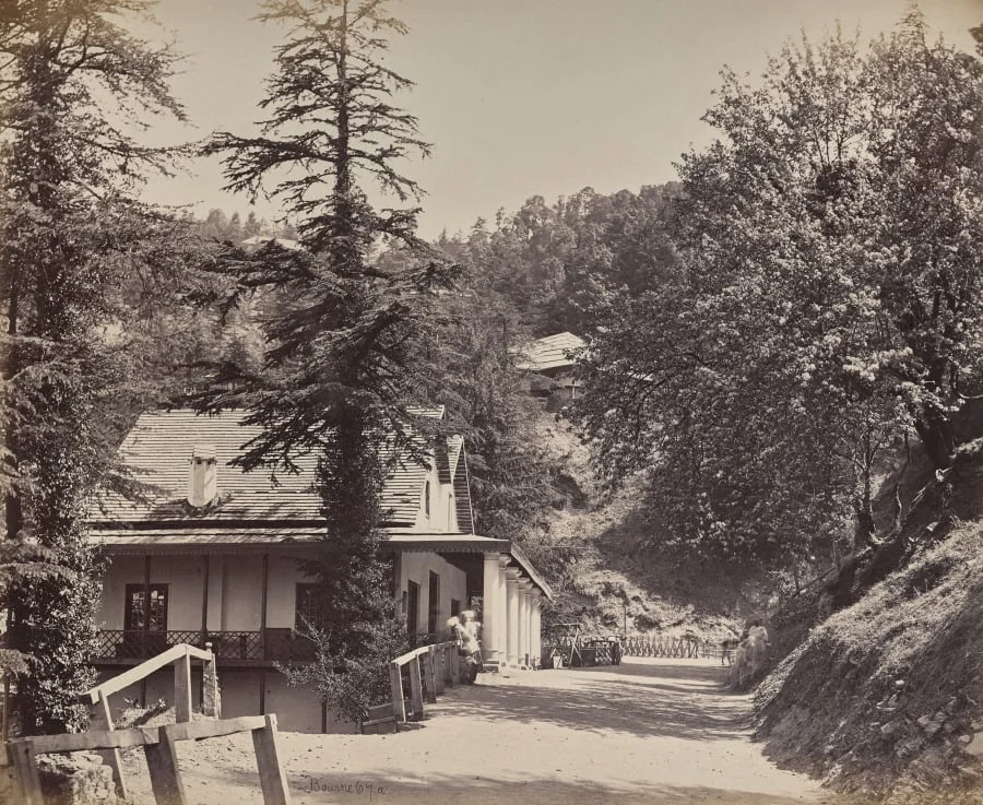 Simla. The Mall near Combermere Bridge, by Samuel Bourne, 1866