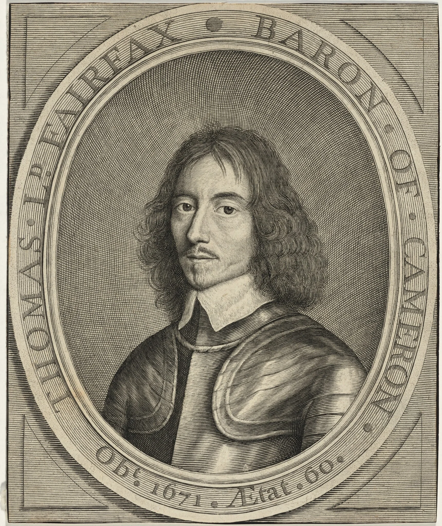 Lord Thomas Fairfax, by William Faithorne, ink, 1654