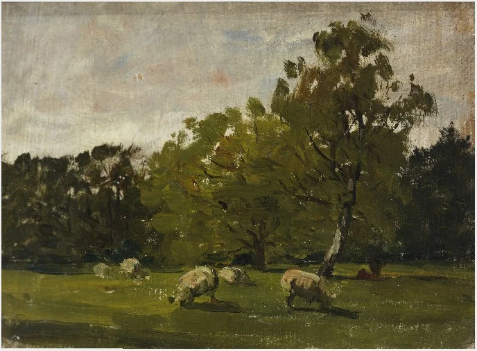Pigs at Pasture, by Nathaniel Hone the Younger, oil, 1881