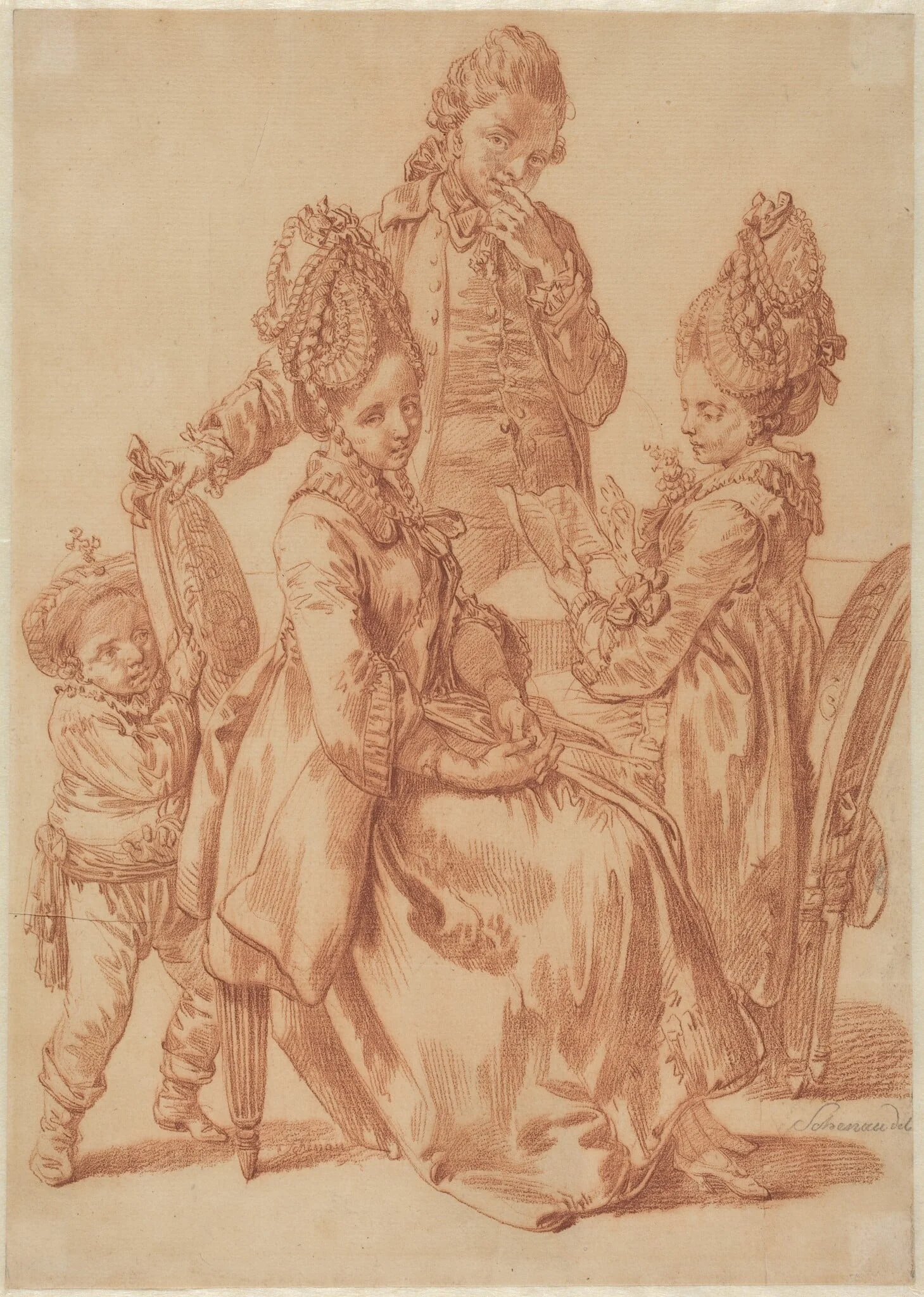 The Letter, by Johann Eleazar Schenau, chalk, 1772