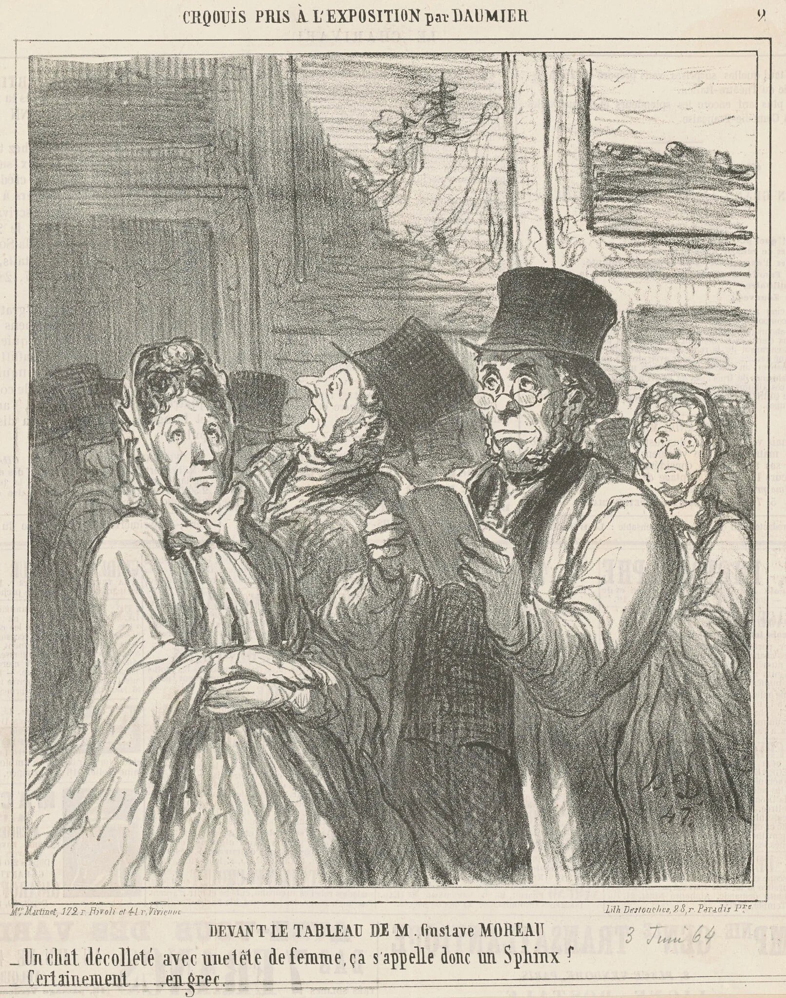 Devant le tableau de M. G. Moreau, by Honoré Daumier, ink, 1864