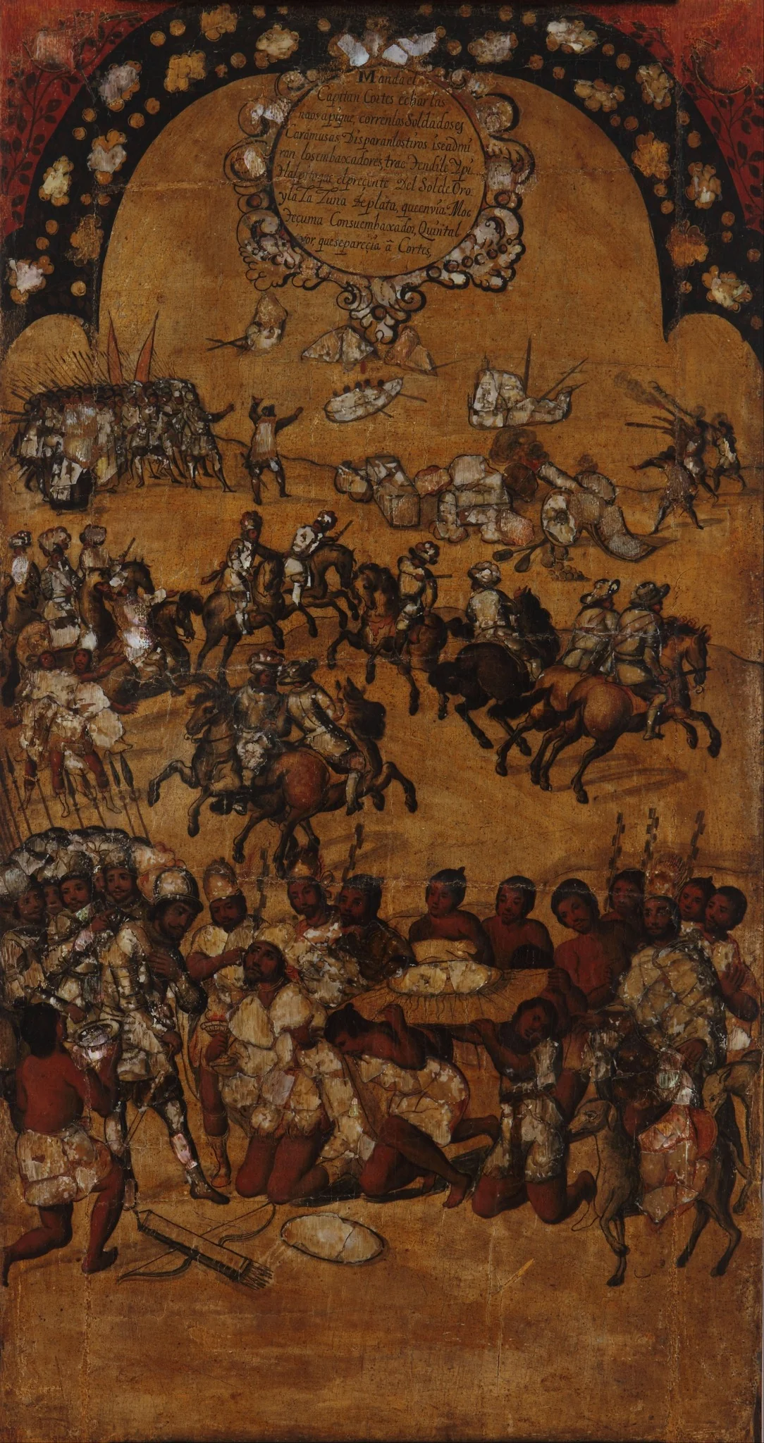 Conquest of Mexico, Tablet 2, by Miguel Gonzales, unspecified, 1685