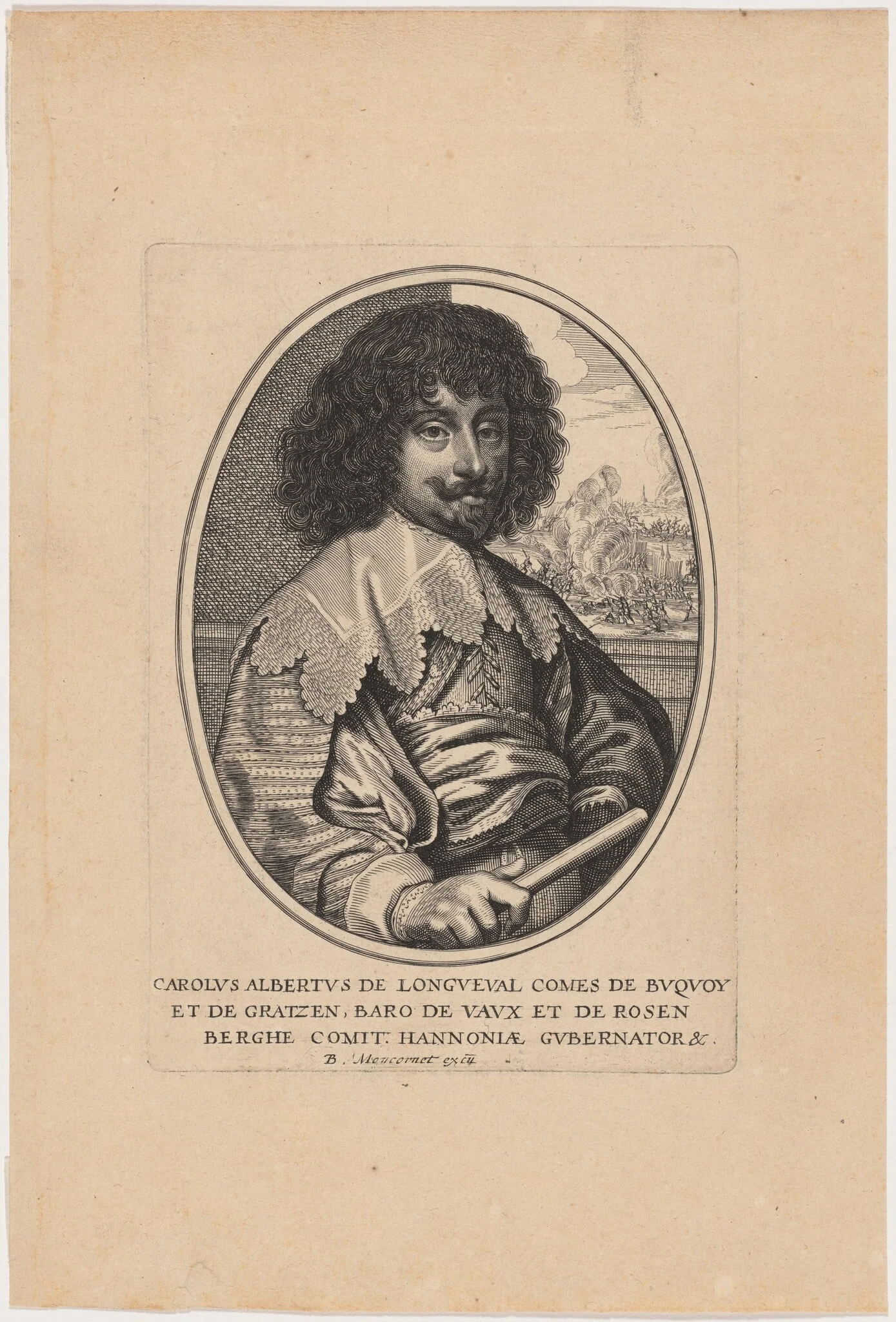 Charles Albert Bonaventure de Longueval, Comte de Bucquoi, by Balthasar Moncornet, ink, 1634