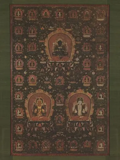 明   佚名   釋教三尊曼陀羅圖   軸|Mandala of Vajradhara, Manjushri and Sadakshari -Lokeshvara