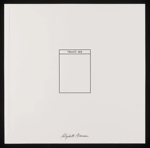 Title page for the edition of 20 prints entitled 'Trust Me'